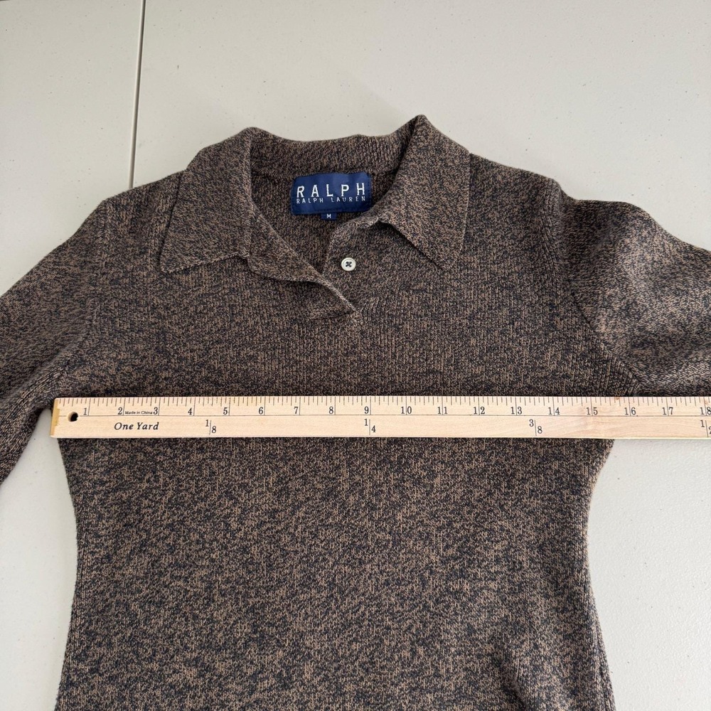 Vintage 90s Ralph Lauren Polo Sweater Sz M Cotton Brown Dark Academia Old Money - Picture 9 of 12